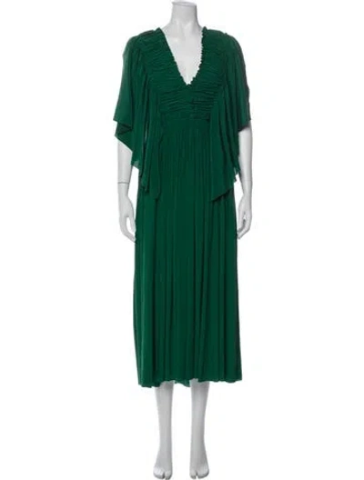 Pre-owned Rochas Silk Long Dress In Green