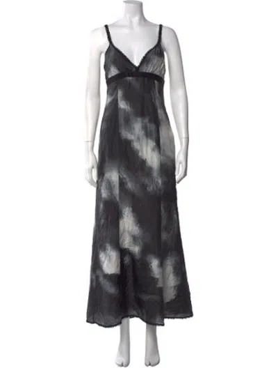Pre-owned Rochas Silk Long Dress In Grey