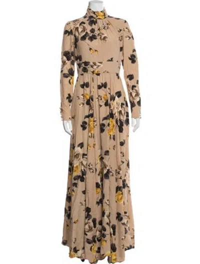Pre-owned Rochas Silk Long Dress In Neutral