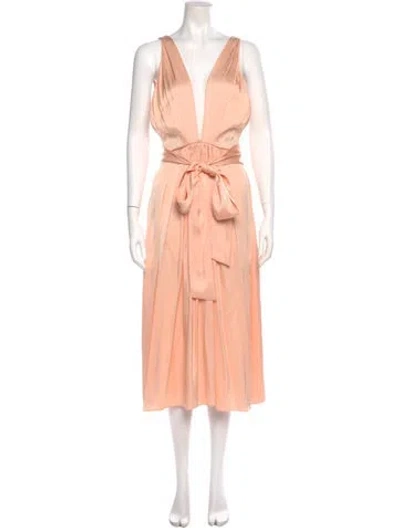 Pre-owned Rochas Silk Long Dress In Orange