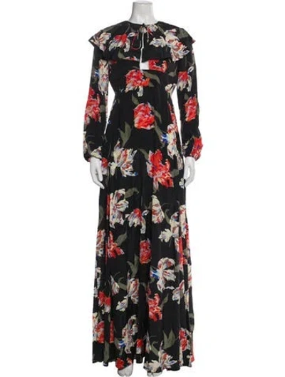 Pre-owned Rochas Silk Long Dress W/ Tags In Multi