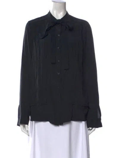 Pre-owned Rochas Silk Long Sleeve Blouse In Black