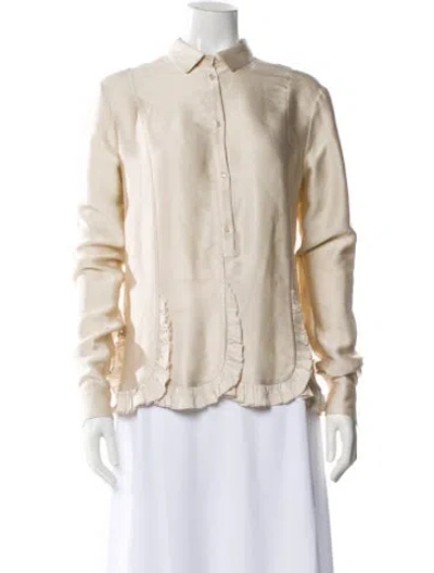 Pre-owned Rochas Silk Long Sleeve Blouse In Neutral