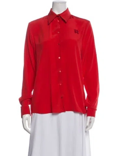 Pre-owned Rochas Silk Long Sleeve Blouse In Orange