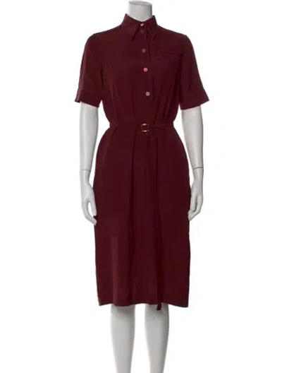 Pre-owned Rochas Silk Midi Length Dress In Burgundy