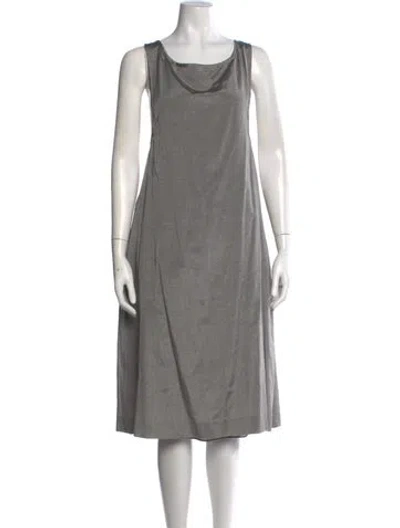 Pre-owned Rochas Silk Midi Length Dress In Gray