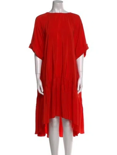 Pre-owned Rochas Silk Midi Length Dress In Orange
