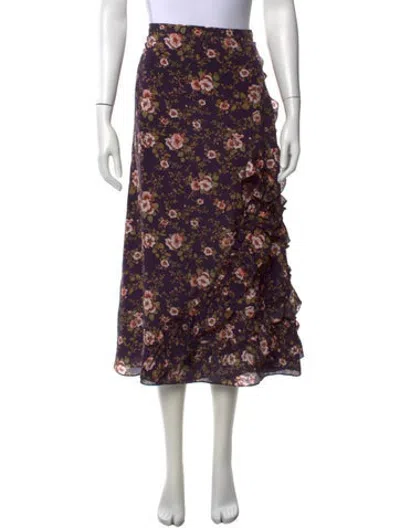 Pre-owned Rochas Silk Midi Length Skirt In Purple