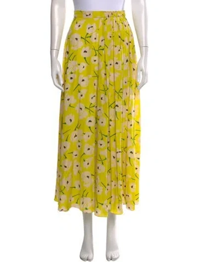 Pre-owned Rochas Silk Midi Length Skirt In Yellow