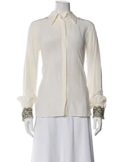 Pre-owned Rochas Silk Patterned Blouse In Neutral