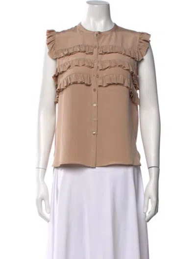 Pre-owned Rochas Silk Sleeveless Top In Neutrals
