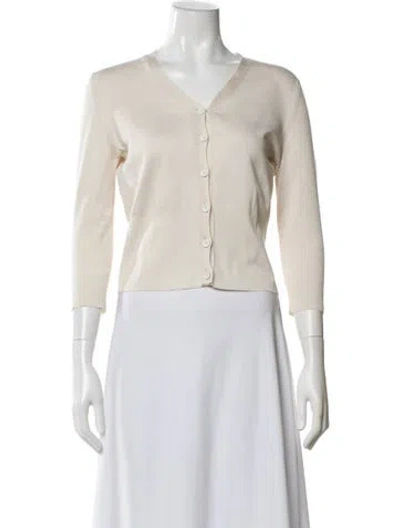 Pre-owned Rochas Silk V-neck Sweater In Neutral