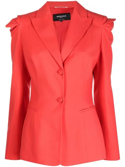 Rochas Single-breasted Fitted-waist Blazer In Rot