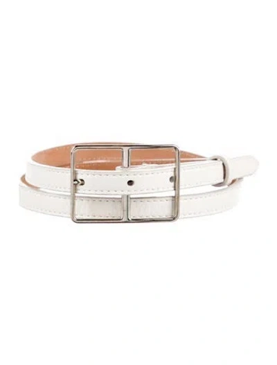 Pre-owned Rochas Skinny Leather Waist Belt In White