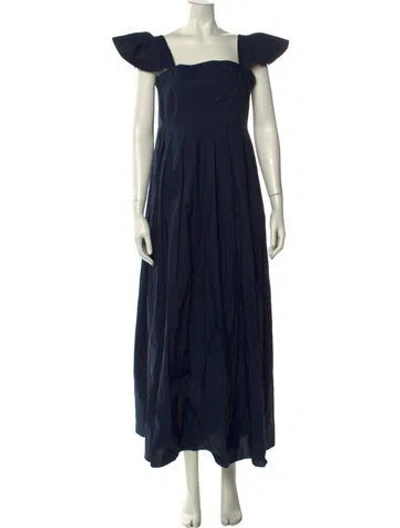 Pre-owned Rochas Square Neckline Long Dress In Blue