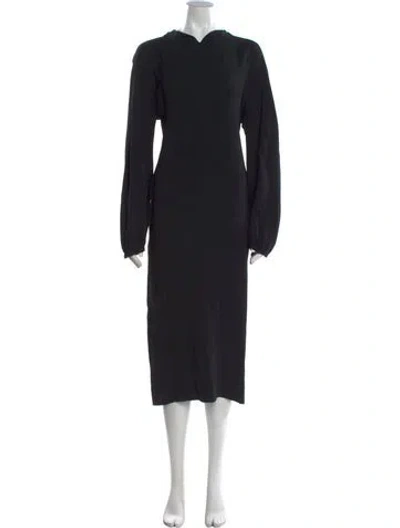 Pre-owned Rochas Square Neckline Midi Length Dress In Black