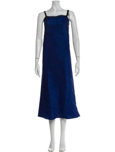 Pre-owned Rochas Square Neckline Midi Length Dress W/ Tags In Blue