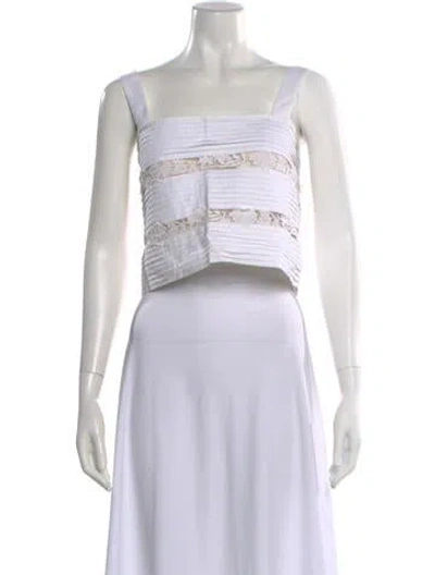 Pre-owned Rochas Square Neckline Sleeveless Crop Top In White