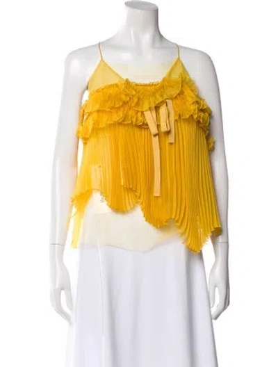 Pre-owned Rochas Square Neckline Sleeveless Top In Yellow