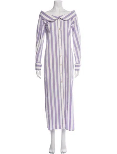 Pre-owned Rochas Striped Long Dress In Purple