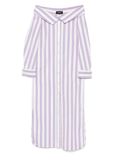 Rochas Striped Midi Dress In Purple