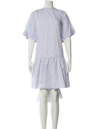 Pre-owned Rochas Striped Midi Length Dress In Blue