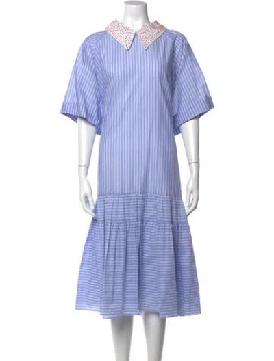 Pre-owned Rochas Striped Midi Length Dress W/ Tags In Blue