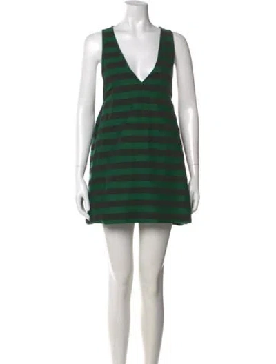 Pre-owned Rochas Striped Mini Dress In Green