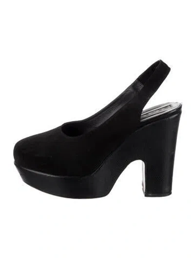 Pre-owned Rochas Suede Slingback Pumps In Black
