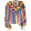 Rochas Stripe-print Ruffled Blouse In 407