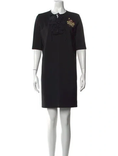 Pre-owned Rochas Tie Neck Knee-length Dress In Black