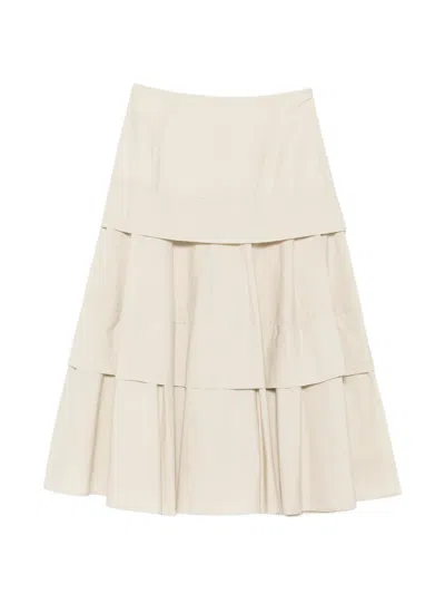 Rochas Tiered Pleated Midi Skirt In Multi