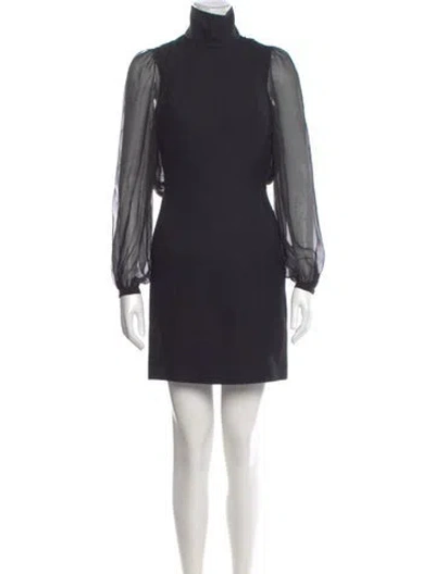 Pre-owned Rochas Turtleneck Mini Dress In Black