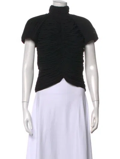 Pre-owned Rochas Turtleneck Short Sleeve Top In Black