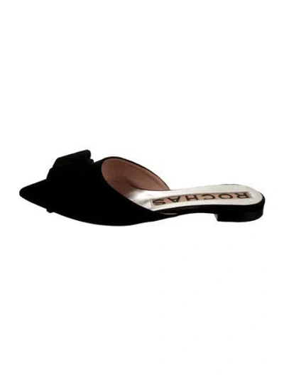 Pre-owned Rochas Velvet Bow Accents Mules In Black