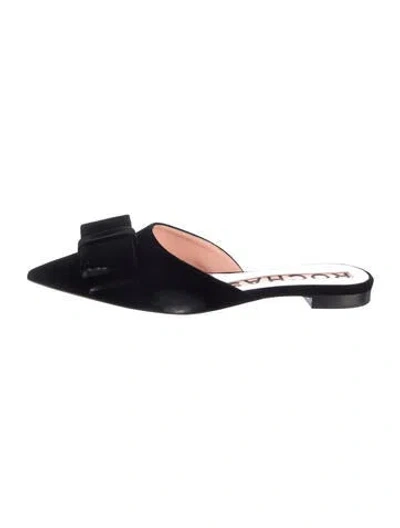 Pre-owned Rochas Velvet Bow Accents Mules In Blue