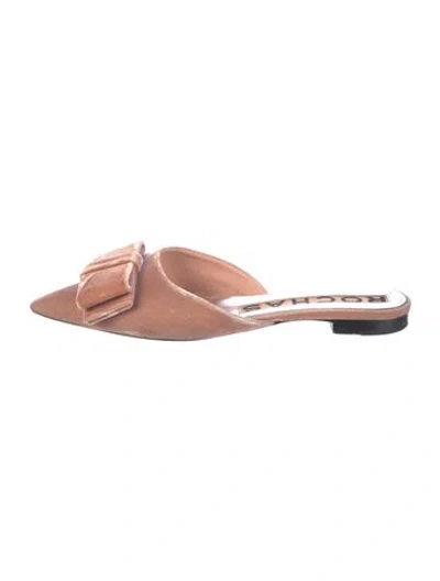 Pre-owned Rochas Velvet Bow Accents Mules In Pink