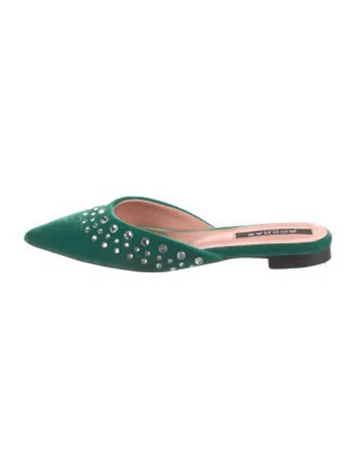 Pre-owned Rochas Velvet Crystal Embellishments Mules In Green
