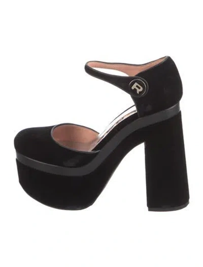 Pre-owned Rochas Velvet Leather Trim Embellishment Pumps In Black