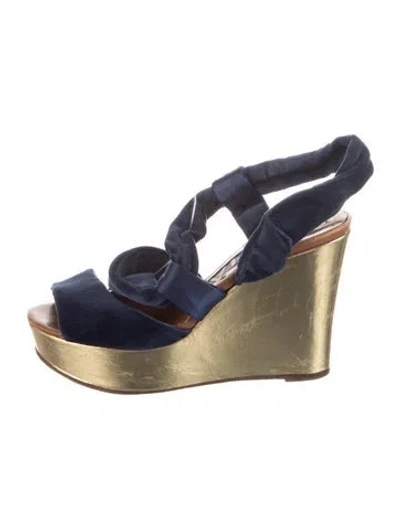 Pre-owned Rochas Velvet Sandals In Blue