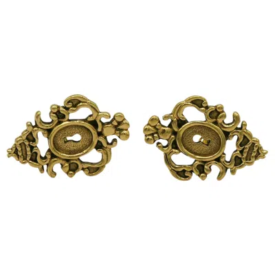 Pre-owned Rochas Vintage Gold Tone Baroque Keyhole Clip-on Earrings In Multi