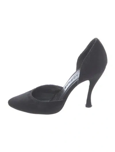 Pre-owned Rochas Vintage Suede D'orsay Pumps In Blue
