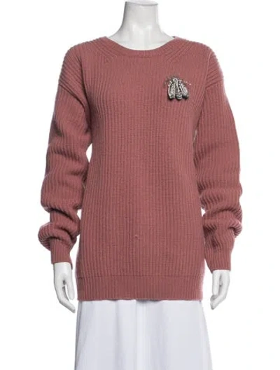 Pre-owned Rochas Virgin Wool Crew Neck Sweater In Pink