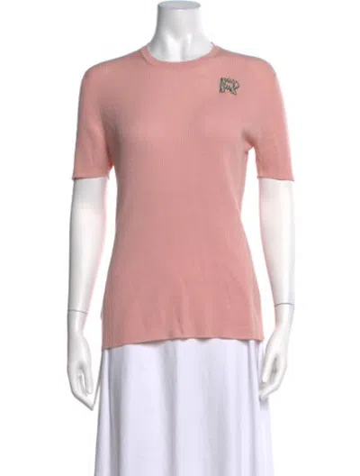 Pre-owned Rochas Virgin Wool Crew Neck Top In Pink