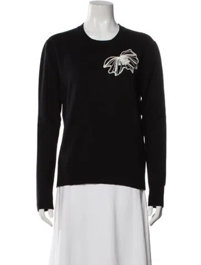 Pre-owned Rochas Virgin Wool Graphic Print Sweater In Black