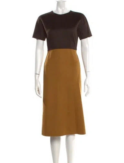 Pre-owned Rochas Virgin Wool Midi Length Dress In Brown