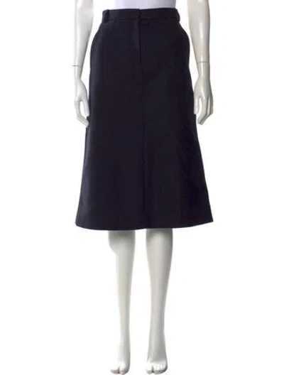Pre-owned Rochas Virgin Wool Midi Length Skirt In Blue
