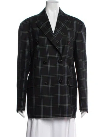 Pre-owned Rochas Virgin Wool Plaid Print Blazer In Black/blue