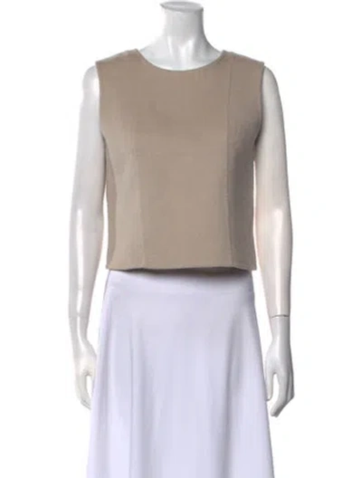 Pre-owned Rochas Virgin Wool Scoop Neck Crop Top In Neutral