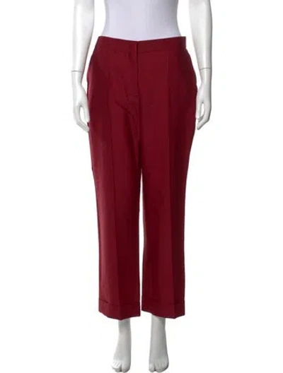 Pre-owned Rochas Virgin Wool Straight Leg Pants W/ Tags In Red